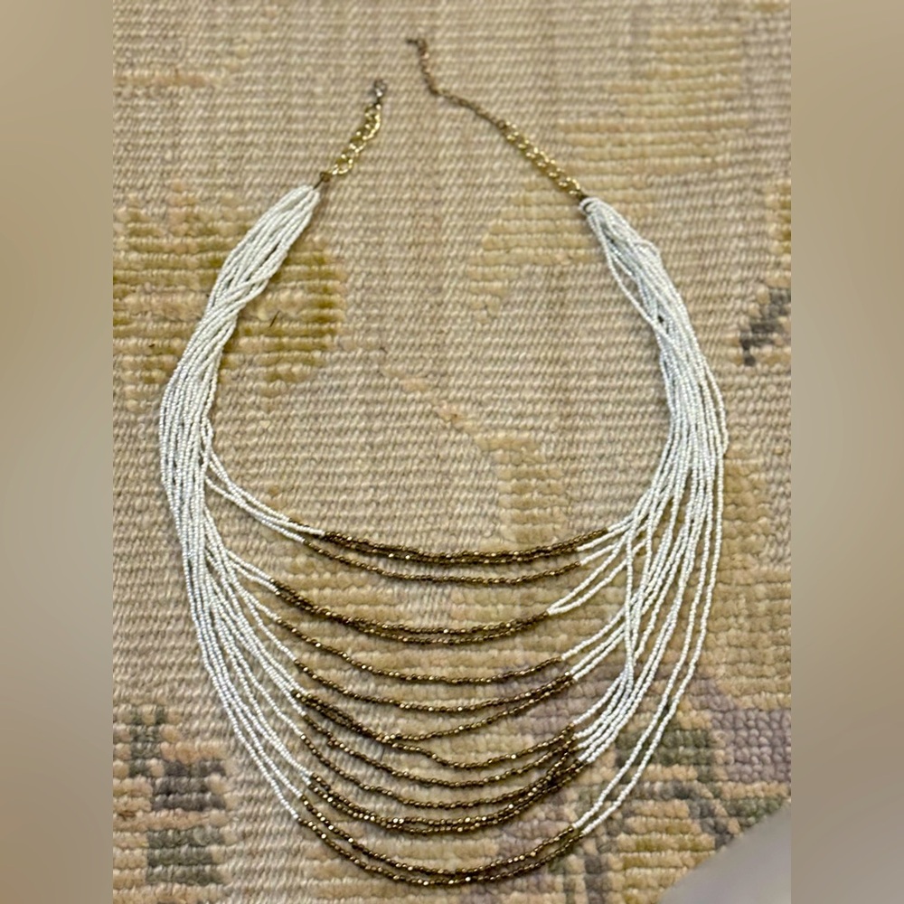 White & Gold long necklace